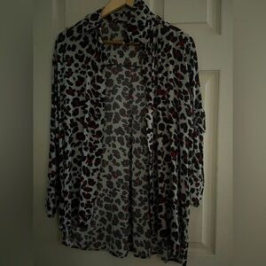 Zara Black and Red Patterned Button Up Top​​